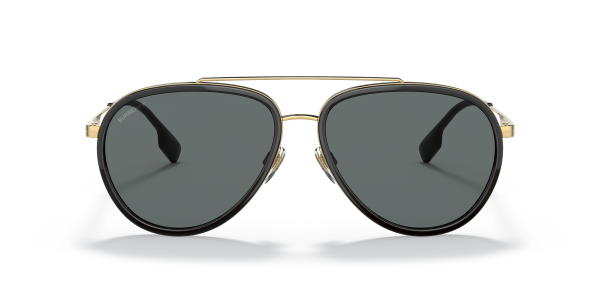 Burberry BE3125 Oliver Sunglasses in 101781 Gold / Polarized Dark Grey lens, front view