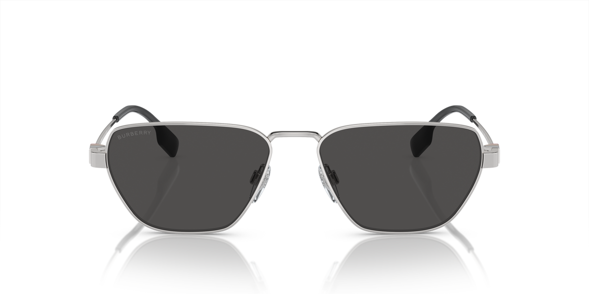 Burberry BE3146 Sunglasses in 100587 Silver / Dark Grey lens, front view