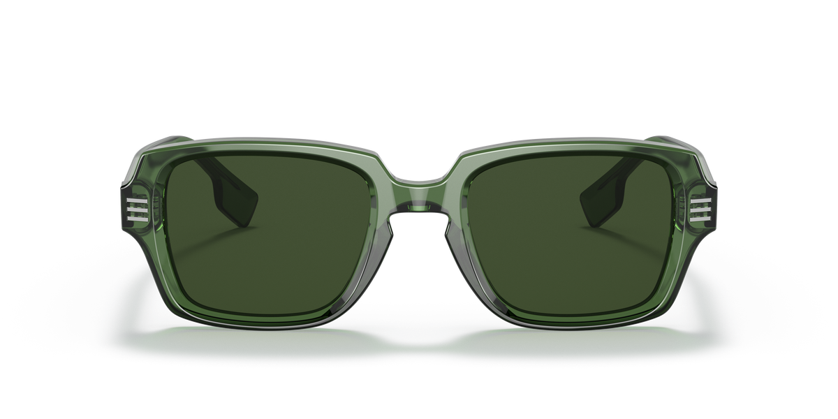 Burberry BE4349 Eldon Sunglasses in 394671 Green / Dark Green lens, front view