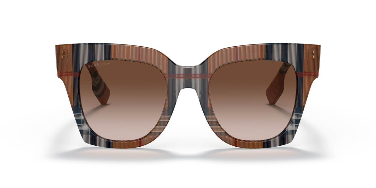 Burberry BE4364 Kitty Sunglasses in 396713 Brown Check / Brown Gradient lens, front view
