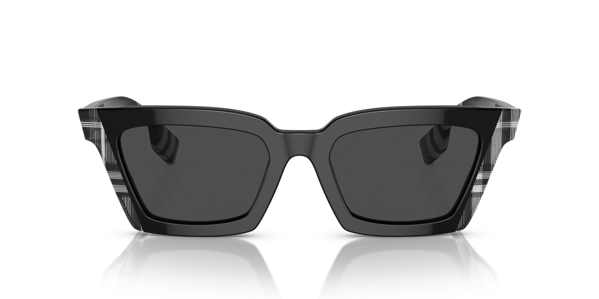 Burberry BE4392U Briar Sunglasses in 405187 Black/Check White Black / Dark Grey lens, front view