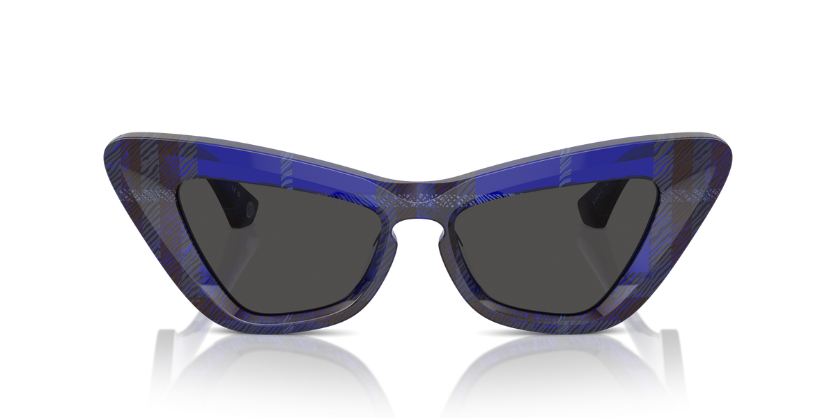 Burberry BE4421U Sunglasses in 411487 Check Blue / Dark Grey lens, front view