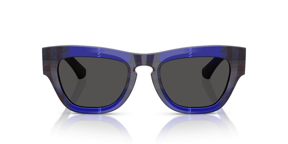 Burberry BE4440U Sunglasses in 411487 Check Blue / Dark Grey lens, front view