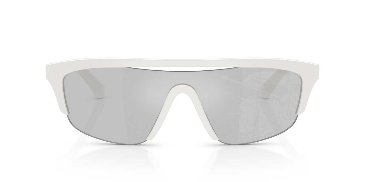 Burberry BE4460U Sunglasses in 417269 White / Grey Light Tampo Mirror Silver lens, front view