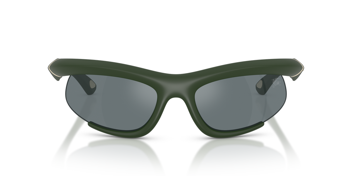 Burberry BE4462 Sunglasses in 41876G Rubber Green / Grey Mirror Black lens, front view