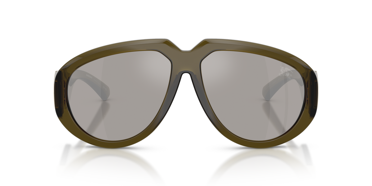 Burberry BE4479U Sunglasses in 41946G Green / Light Grey Mirror Silver lens, front view