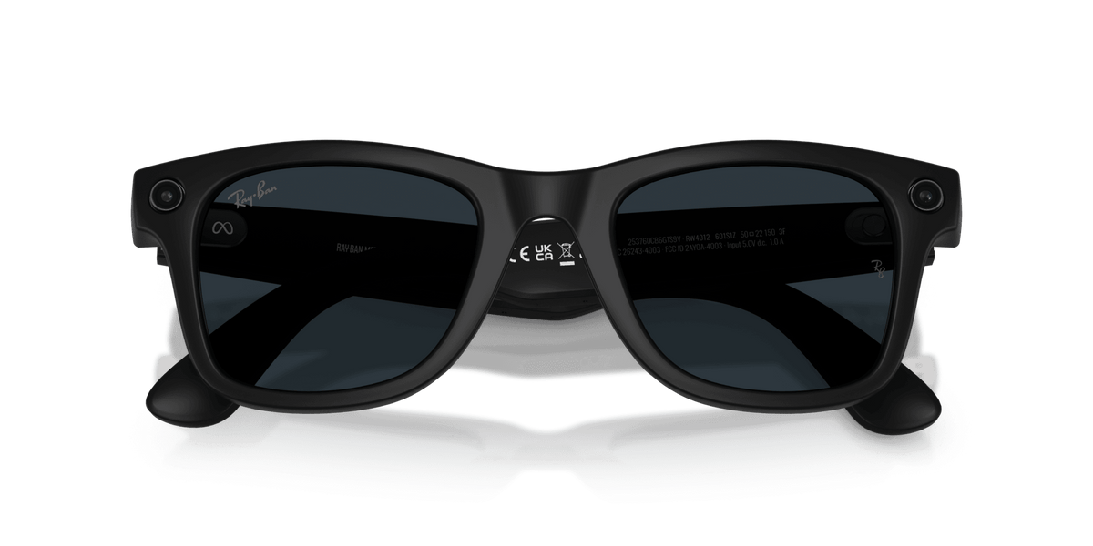Ray-Ban Meta Wayfarer (Gen 2) AI smart glasses, matte black frame, Grey Transitions lenses, view 7