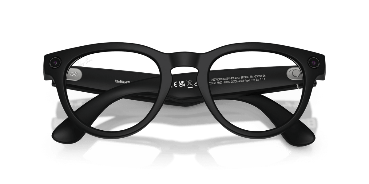 Ray-Ban Meta Headliner (Gen 2) AI smart glasses, matte black frame, Clear lenses, view 5
