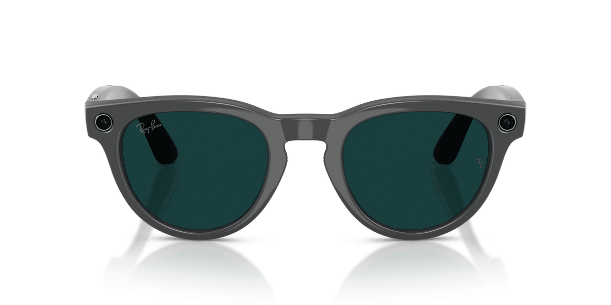 Ray-Ban Meta Headliner (Gen 2) AI smart glasses, shiny asteroid grey frame, Emerald Transitions lenses, view 8