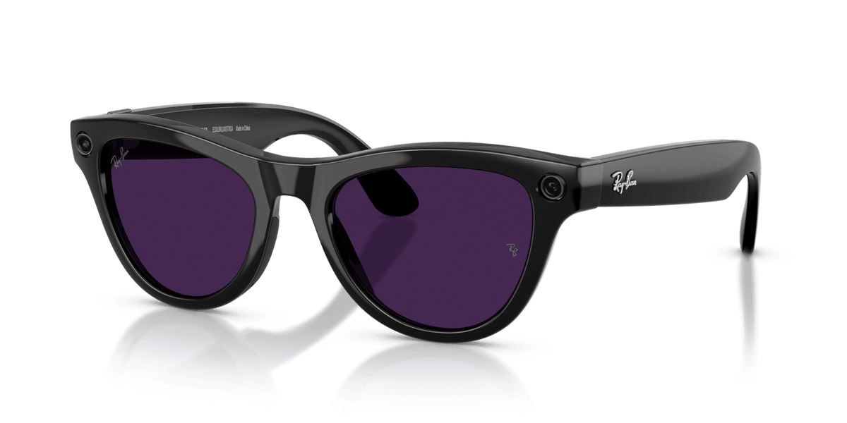 Ray-Ban Meta Skyler (Gen 2) AI smart glasses, shiny black frame, Violet Transitions lenses, view 8