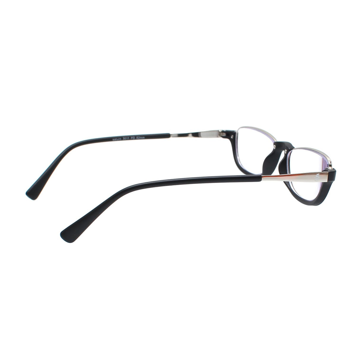 Esperto Saturn Black blue cut reading glasses, side view