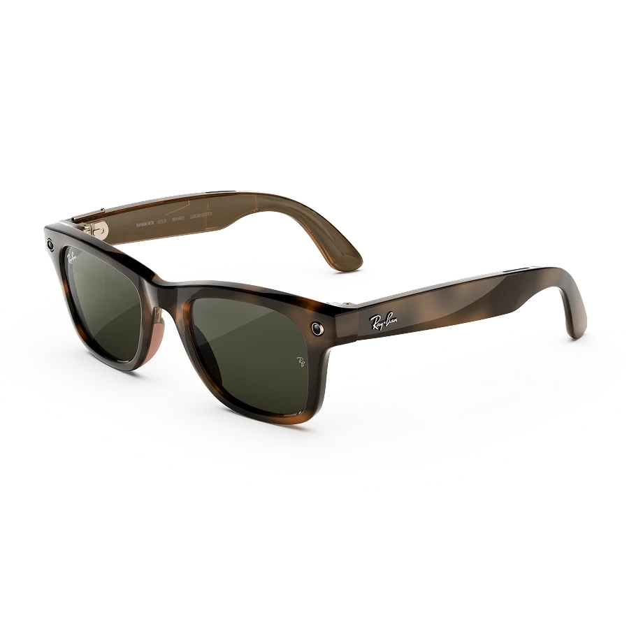 Ray-Ban Meta Wayfarer Gen 3 AI glasses in havana with green lenses