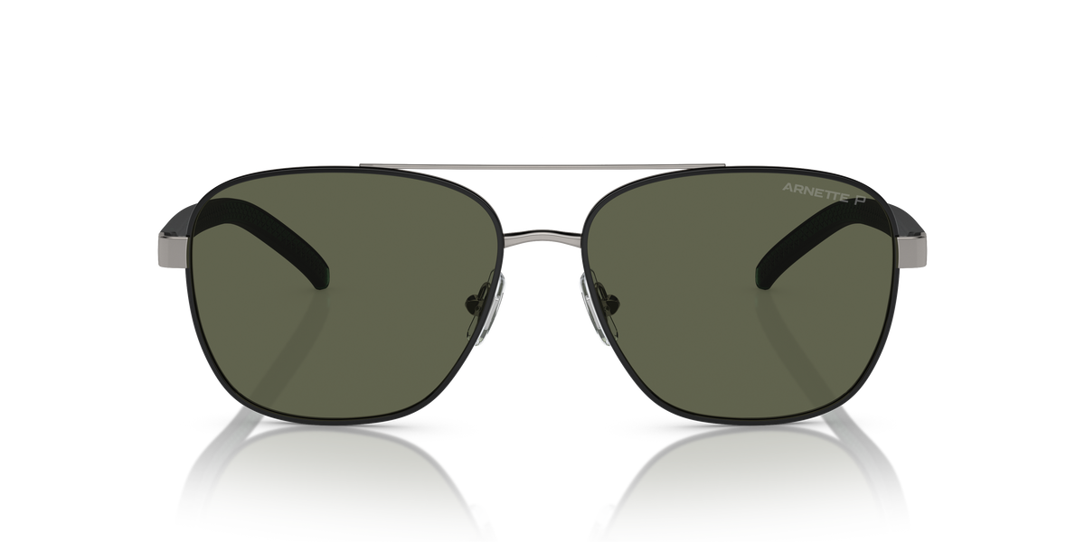 Arnette AN3087 Walvis Sunglasses in 756/9A Gunmetal/Black / Polarized Green lens, front view
