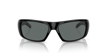 Arnette AN4182 Hot Shot Sunglasses in 214981 Shiny Black / Polarized Dark Grey lens, front view