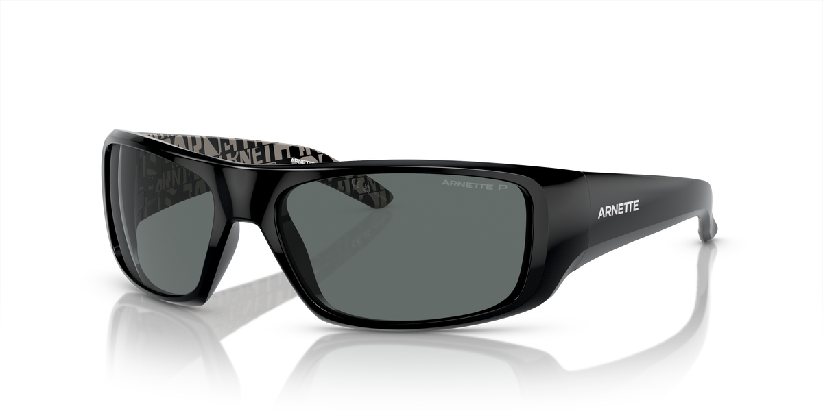 Arnette AN4182 Hot Shot Sunglasses in 214981 Shiny Black / Polarized Dark Grey lens