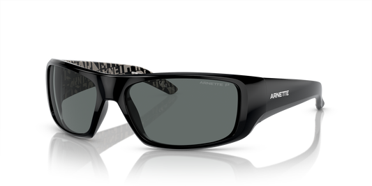 Arnette AN4182 Hot Shot Sunglasses in 214981 Shiny Black / Polarized Dark Grey lens