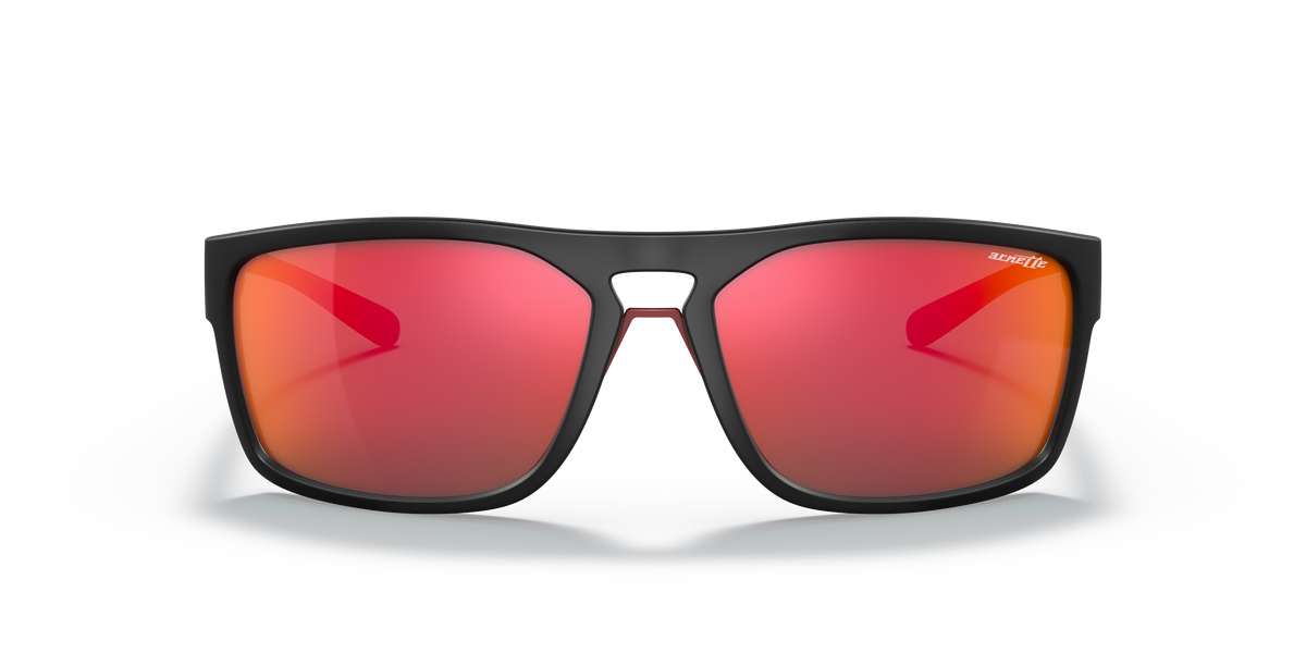 Arnette AN4239 Brapp Sunglasses in 01/6Q Matte Black / Red lens, front view