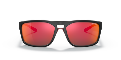 Arnette AN4239 Brapp Sunglasses in 01/6Q Matte Black / Red lens, front view