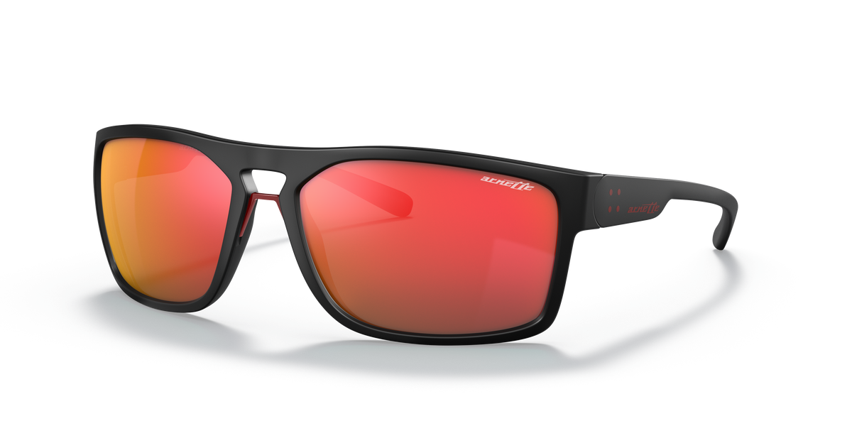 Arnette AN4239 Brapp Sunglasses in 01/6Q Matte Black / Red lens