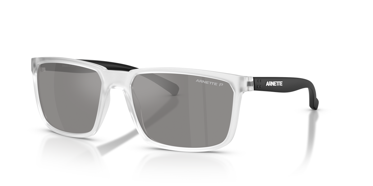 Arnette AN4251 Stripe Sunglasses in 2761Z3 Matte Crystal / Grey Mirror Silver 80 Polarized lens