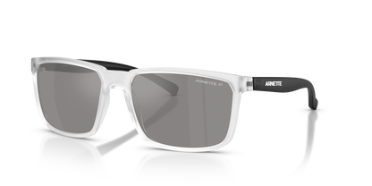 Arnette AN4251 Stripe Sunglasses in 2761Z3 Matte Crystal / Grey Mirror Silver 80 Polarized lens