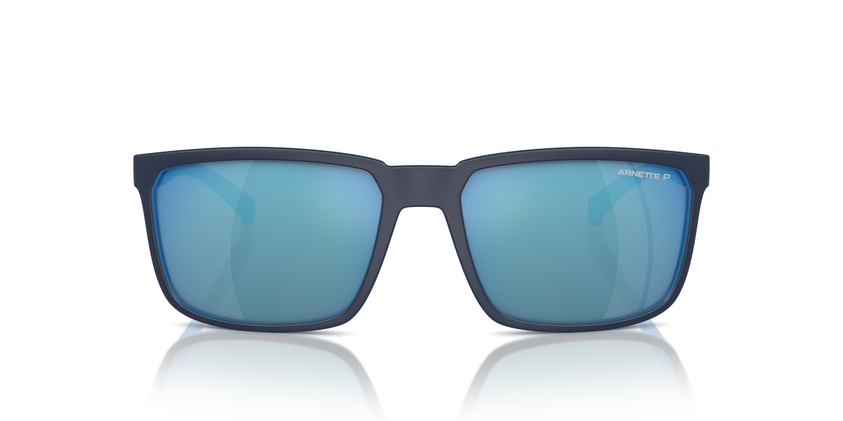 Arnette AN4251 Stripe Sunglasses in 286422 Matte Top Navy On Light Blue / Dark Grey Mirror Water Polarized lens, front view