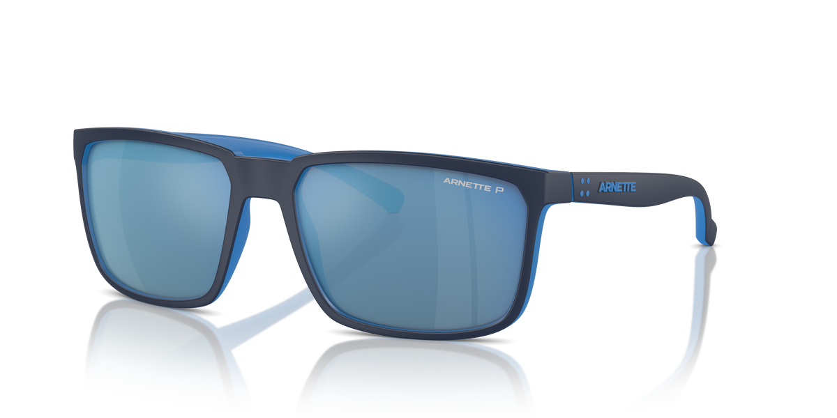 Arnette AN4251 Stripe Sunglasses in 286422 Matte Top Navy On Light Blue / Dark Grey Mirror Water Polarized lens