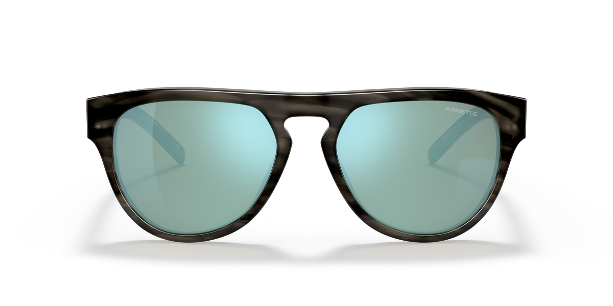 Arnette AN4282 Gojira Sunglasses in 121425 Grey Striped / Light Azure Mirror Teal lens, front view