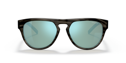 Arnette AN4282 Gojira Sunglasses in 121425 Grey Striped / Light Azure Mirror Teal lens, front view