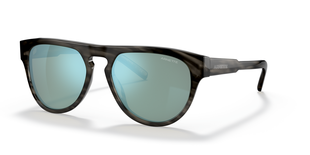 Arnette AN4282 Gojira Sunglasses in 121425 Grey Striped / Light Azure Mirror Teal lens
