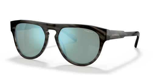 Arnette AN4282 Gojira Sunglasses in 121425 Grey Striped / Light Azure Mirror Teal lens