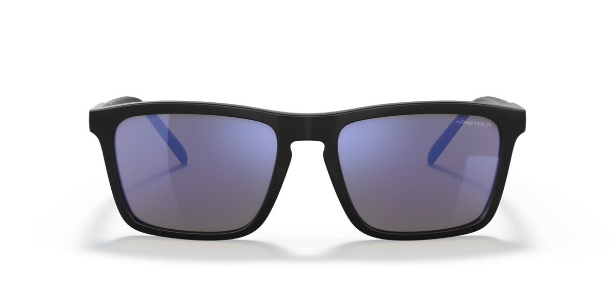 Arnette AN4283 Shyguy Sunglasses in 01/22 Matte Black / Polarized Dark Grey Mirror Water lens, front view