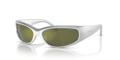 Arnette AN4302 Catfish Sunglasses in 28676R Metallic Silver / Dark Green Mirror Petrol lens