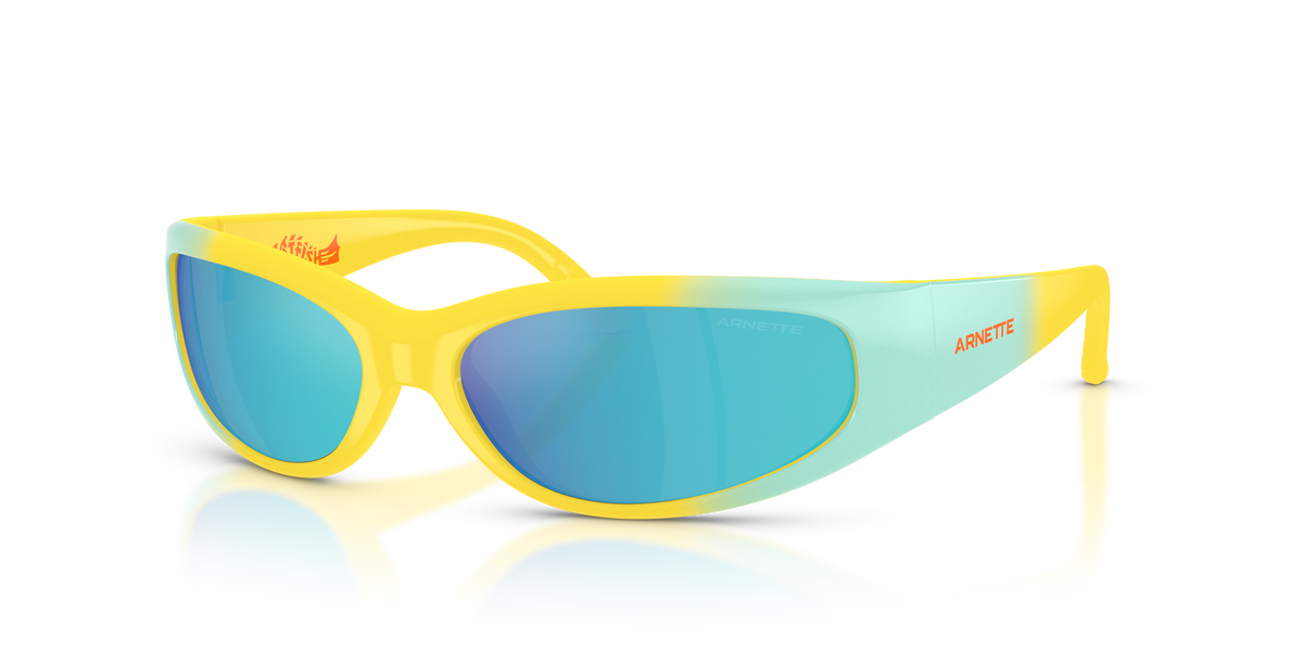 Arnette AN4302 Catfish Sunglasses in 30201U Yellow Gradient / Sapphire Blue Mirror lens