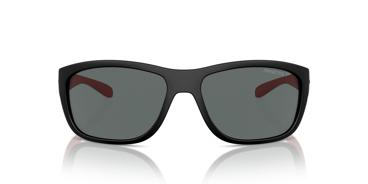 Arnette AN4337 Floresta Sunglasses in 275381 Black/Red Matte/Shiny / Dark Grey Polarized lens, front view