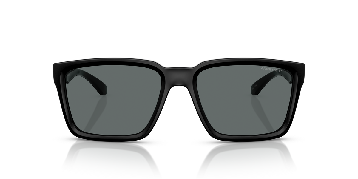 Arnette AN4346 Plot Twist Sunglasses in 290081 Black Matt Top/Shiny / Polarized Grey lens, front view