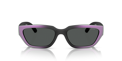 Arnette AN4350 Curbside Sunglasses in 297687 Matt Black Gradient Purple / Dark Grey lens, front view