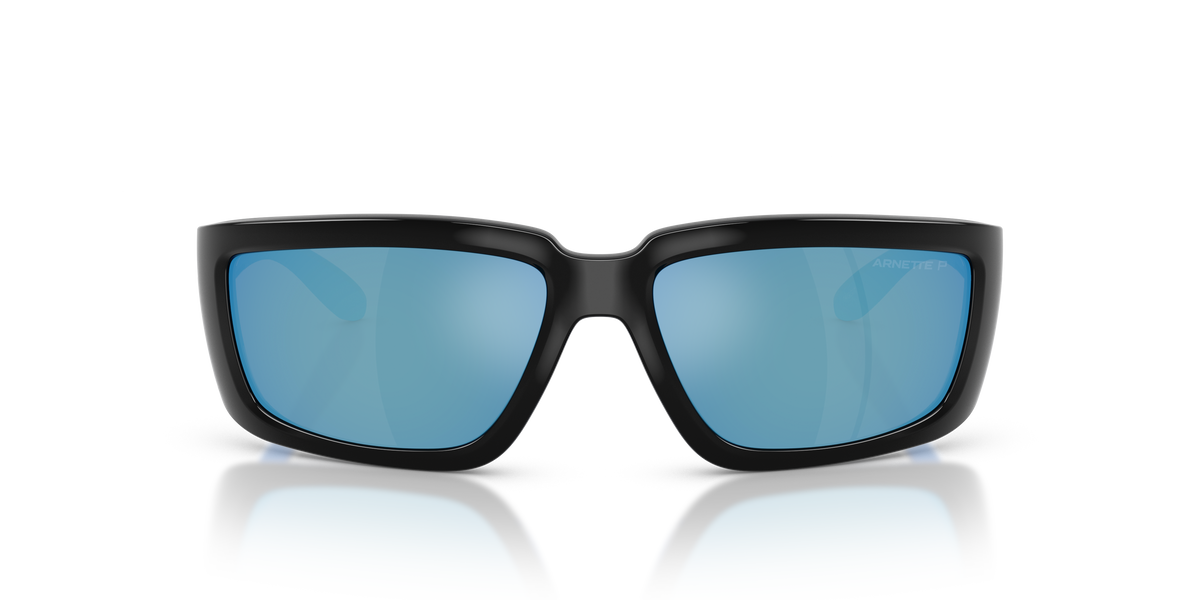 Arnette AN4355 Taggit Sunglasses in 275322 Black/Royal Blue Rubber / Dark Grey Mirror Water Polarized lens, front view