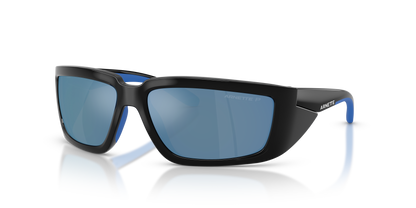 Arnette AN4355 Taggit Sunglasses in 275322 Black/Royal Blue Rubber / Dark Grey Mirror Water Polarized lens