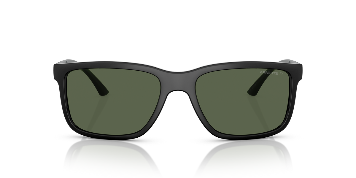 Arnette AN4359 Headlight Sunglasses in 29919A Black Matte/Shiny / Dark Green Polarized lens, front view