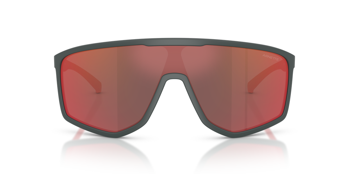 Arnette AN4360 Stripe-M Sunglasses in 28416Q Dark Grey / Dark Grey Mirror Red/Yellow lens, front view