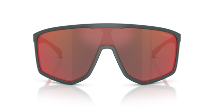 Arnette AN4360 Stripe-M Sunglasses in 28416Q Dark Grey / Dark Grey Mirror Red/Yellow lens, front view