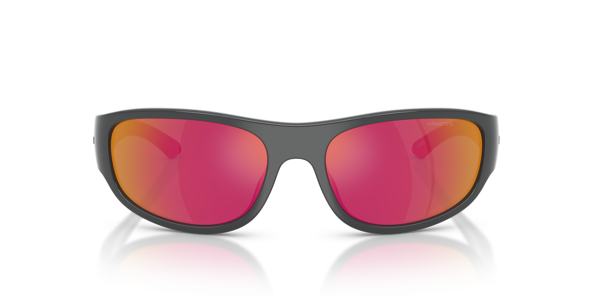 Arnette AN4361 Gondo Sunglasses in 28416Q Dark Grey / Grey Mirror Orange/Yellow  lens, front view