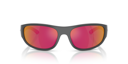 Arnette AN4361 Gondo Sunglasses in 28416Q Dark Grey / Grey Mirror Orange/Yellow  lens, front view
