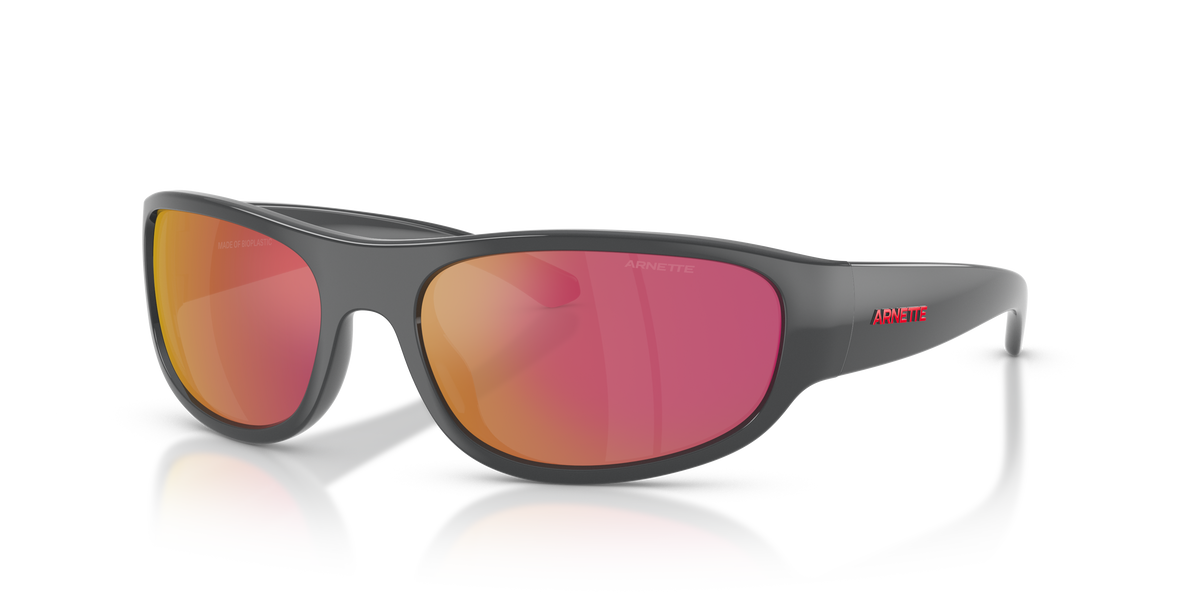 Arnette AN4361 Gondo Sunglasses in 28416Q Dark Grey / Grey Mirror Orange/Yellow  lens