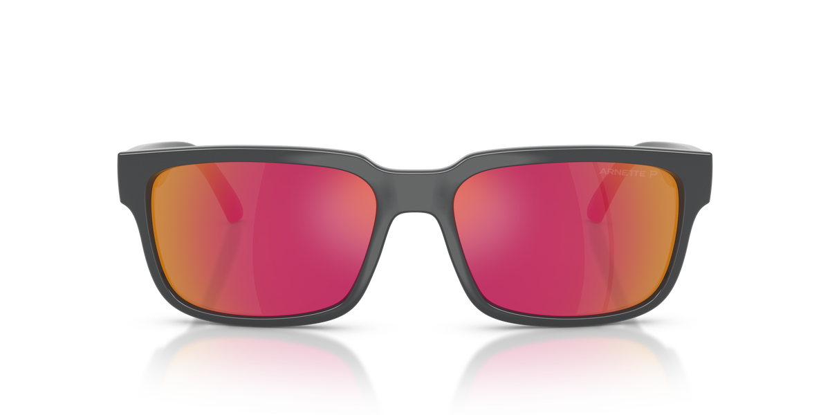 Arnette AN4362 Twister Sunglasses in 28416Q Dark Grey / Grey Mirror Orange/Yellow  lens, front view