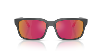 Arnette AN4362 Twister Sunglasses in 28416Q Dark Grey / Grey Mirror Orange/Yellow  lens, front view