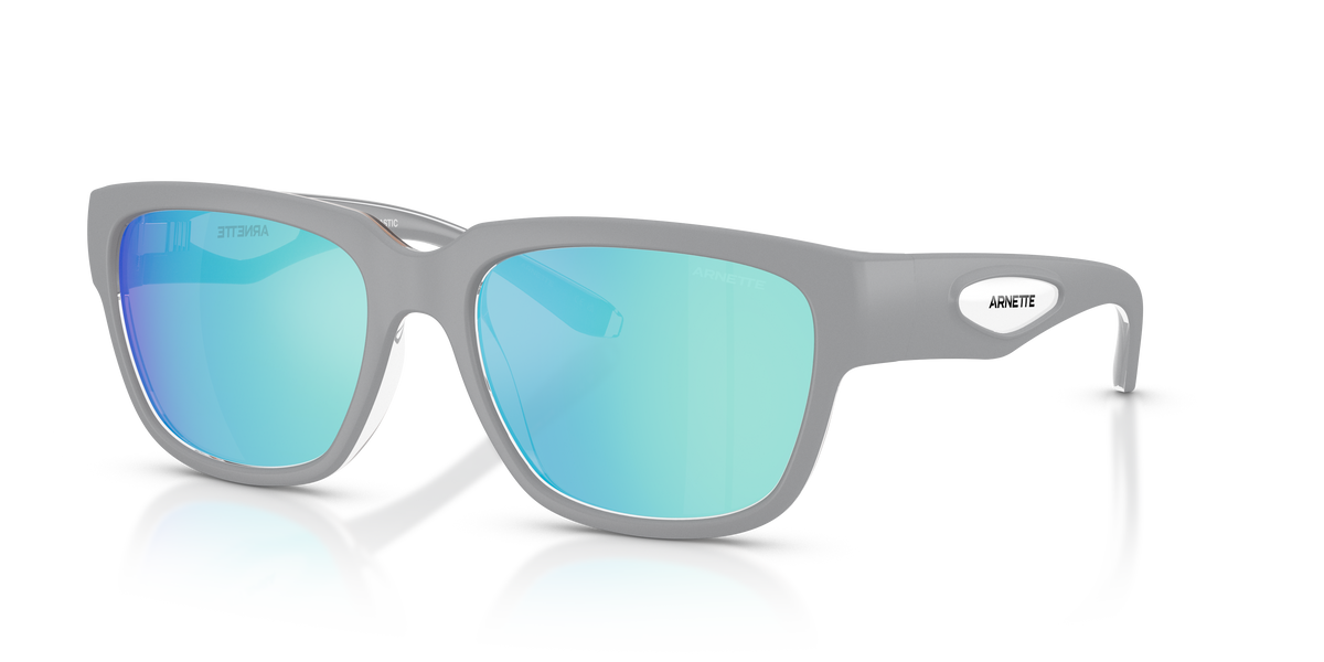Arnette AN4366 Bounce Sunglasses in 3008Y7 Crystal Grey / Light Grey Mirror Blue lens