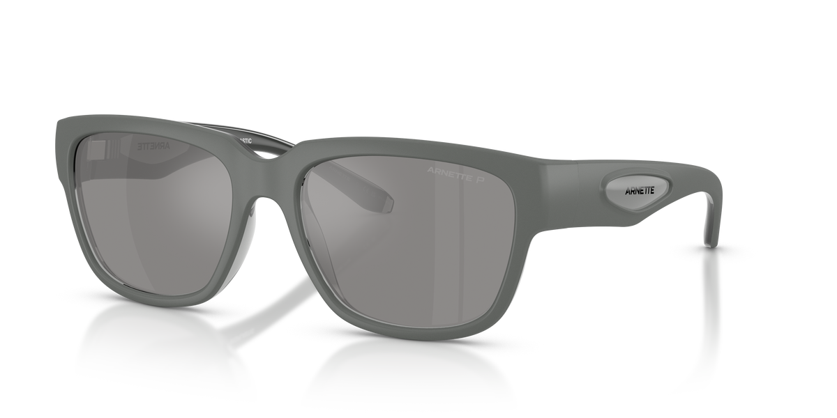 Arnette AN4366 Bounce Sunglasses in 3009Z3 Transparent Dark Grey / Grey Mirror Silver 80 Polarized lens