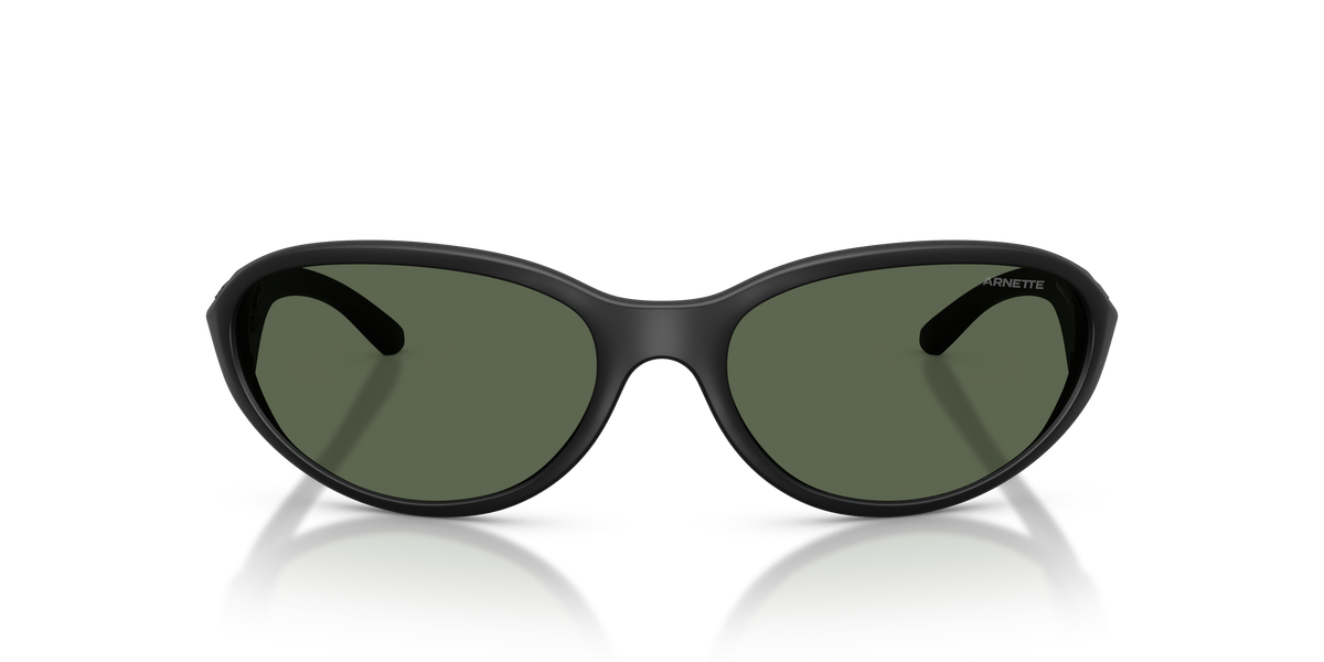 Arnette AN4368 Raven Sunglasses in 290071 Matte Recycled Black / Dark Green lens, front view